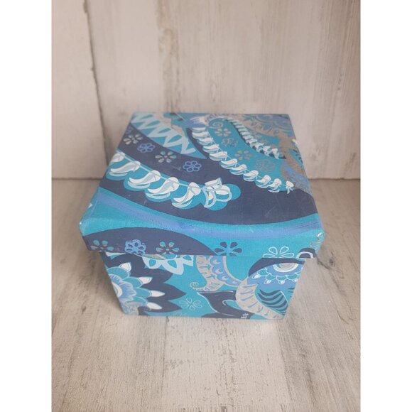 Blue floral gift box unique swirl abstract xmas decor flower - Picture 2 of 8